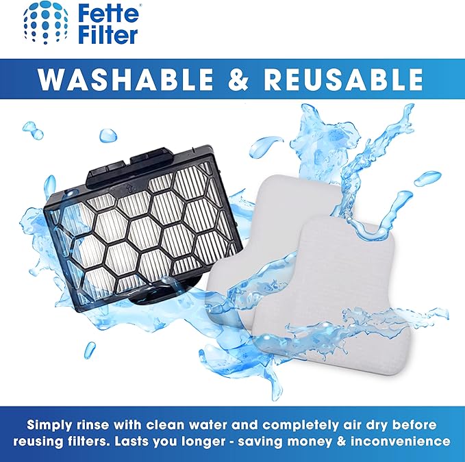 Fette Filter - Canister Vacuum Filter Set Compatible with Shark Canister Vacuum Models CV101 CV101C CZ350C CZ351 CZ351C CZ355 CZ2001 CZ2001C Part # XHPCZ350 & # XFFKCZ350 1 Hepa & 2 Foam Sets - AquaVibe