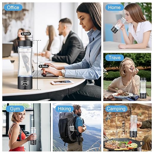 Hydrogen Water Bottle Generator with SPE/PEM Technology, Anlewo Portable H2 Water Ionizer Machine,5000PPB,6 Hours Hydrogen Retention for Family Friends Office Travel Sports Fitness(Black)