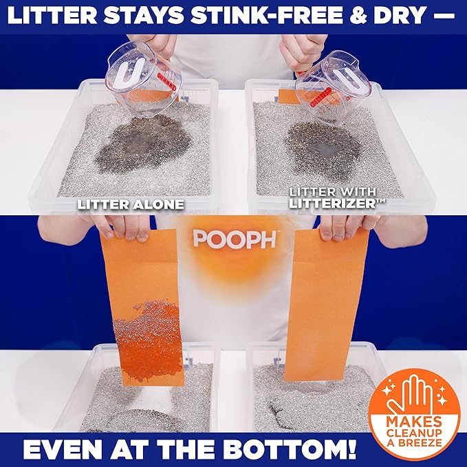 POOPH® LITTERIZER® – 16oz Bottle – Absorbs 46x Weight in Wetness & Odor – Keeps Litter Dry, Reduces Mess, Reduce Litter Costs AND Get a STINK-FREELitter Box – WITHOUT Fragrances or Harsh Chemicals - AquaVibe