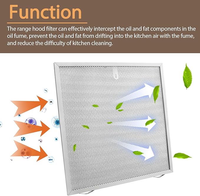 5 Layer Aluminum Grease Range Hood Filters 14 X 13.7 X 0.4 inchs Compatible with Broan 97017415 S97017415 (2 Pack) - AquaVibe
