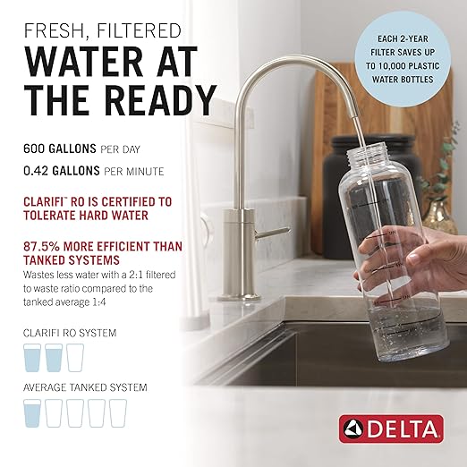 Delta Faucet Clarifi Under Sink Reverse Osmosis Water Filter System with Polished Nickel Traditional Beverage Dispenser Faucet
