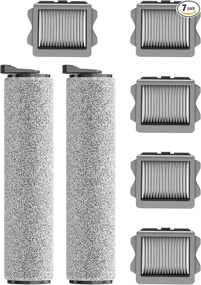 Vacuum Mop Replacement Parts Compatible with Tineco Roller Brush Replacement, Suitable with Ifloor 3 Series, Floor One S3 Series, Ifloor 5 Breeze Cleaner, Set Includes 2 Roller Brushes and 5 Filters - AquaVibe