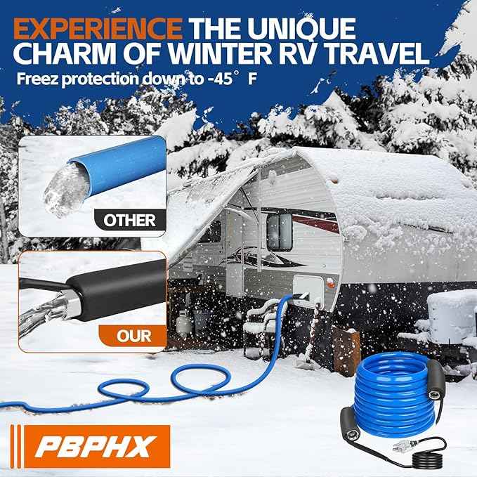 50FT Heated Water Hose for RV,Heated Drinking Water Hose with Thermostat,Lead and BPA Free,1/2"Inner Diameter,Temperatures Down to -40°F Self-Regulating,Blue Appearance