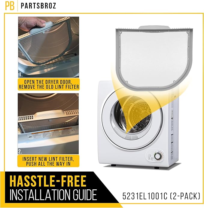 PartsBroz 5231EL1001C Dryer Lint Trap Filter Screen (2-Pack) for LG Dryer Lint Filter Replacement, Kenmore Elite Dryer Parts DLE1101W DLE1501W DLE4970W DLE5001W DLE7300WE DLEX5170W DLE4870W DLE7100W