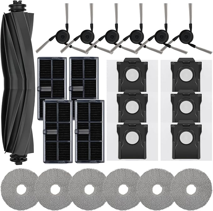 23 PCS Replacement Parts for Dreame X40 Ultra, L40 Ultra, X40 Master, MOVA P10 Pro Ultra Vacuum Cleaner, 1 Main Brush, 4 HEPA Filters, 6 Mop Pads, 6 Dust Bags, 6 Side Brush Accessories Kit - AquaVibe