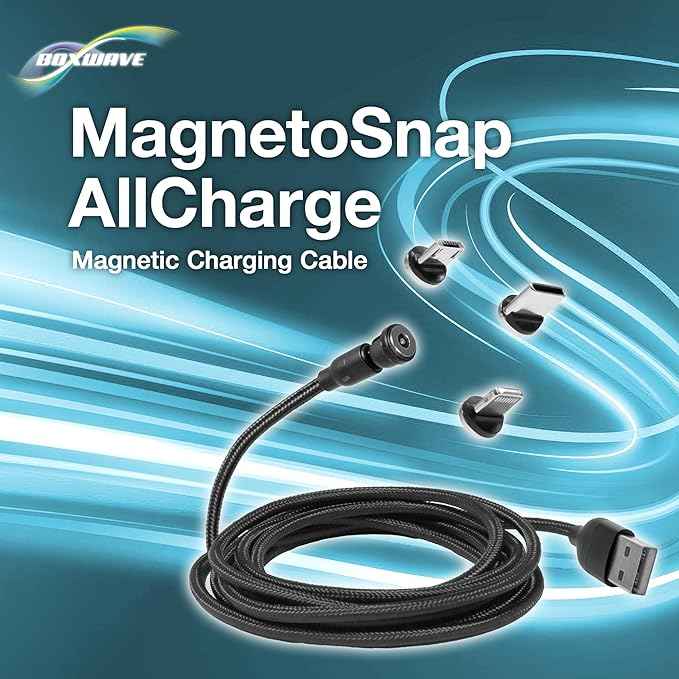 BoxWave Cable Compatible with LARQ Bottle PureVis 25 oz - MagnetoSnap AllCharge Cable, Magnet Charging Cable USB Type-C Micro USB - Jet Black