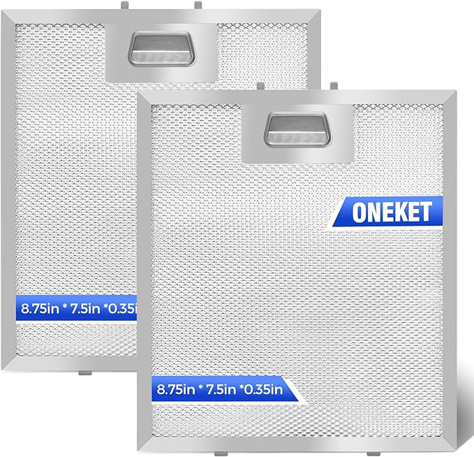 W10915369 Metal Clips Range Hood Filter - Stainless Steel Clips, Aluminum Grease Mesh, 2 Pack (Fits 8.75"x7.5") by oneket