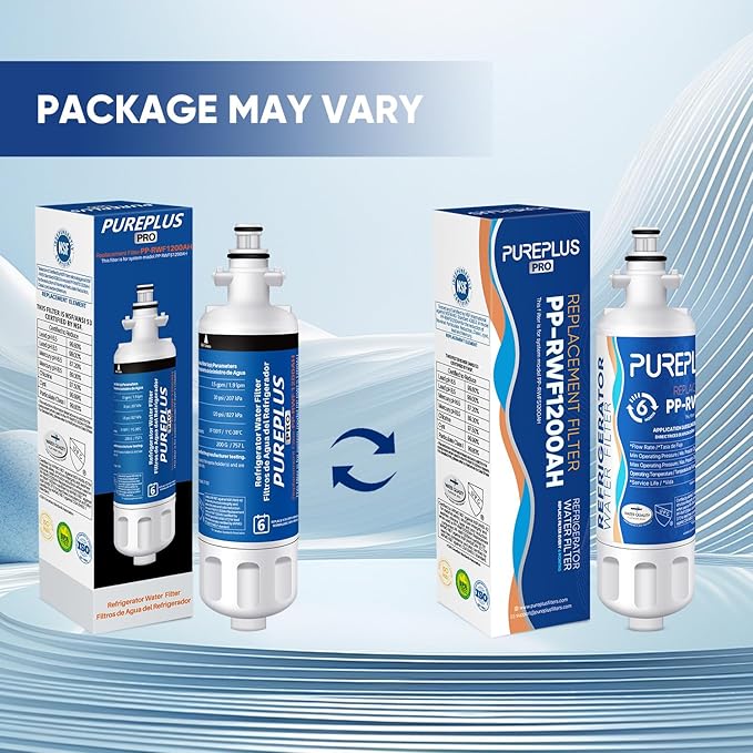 PUREPLUS LT700P NSF 53&42 Certified Replacement for LG ADQ36006101 Kenmore 469690, ADQ36006102, LFXS30766S, LFX28968ST, LFX31925ST, LFX31945ST, LT120F Refrigerator Water and Air Filter Combo, 3Pack
