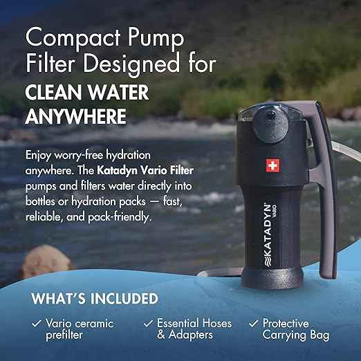 Katadyn Vario Water Filter, Dual Technology Microfilter for Personal or Small Group Camping, Backpacking or Emergency Preparedness