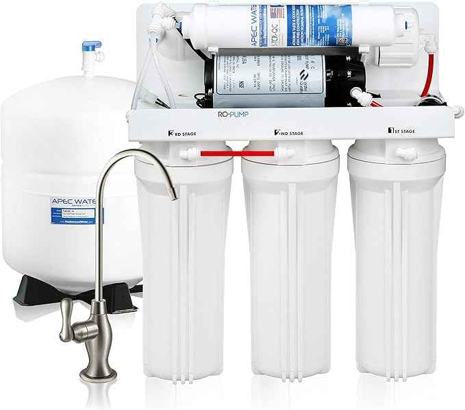 APEC Water Systems RO-PUMP-120V Top Tier Ultra Safe Reverse Osmosis Drinking Water Filtration System with US Made Booster Pump