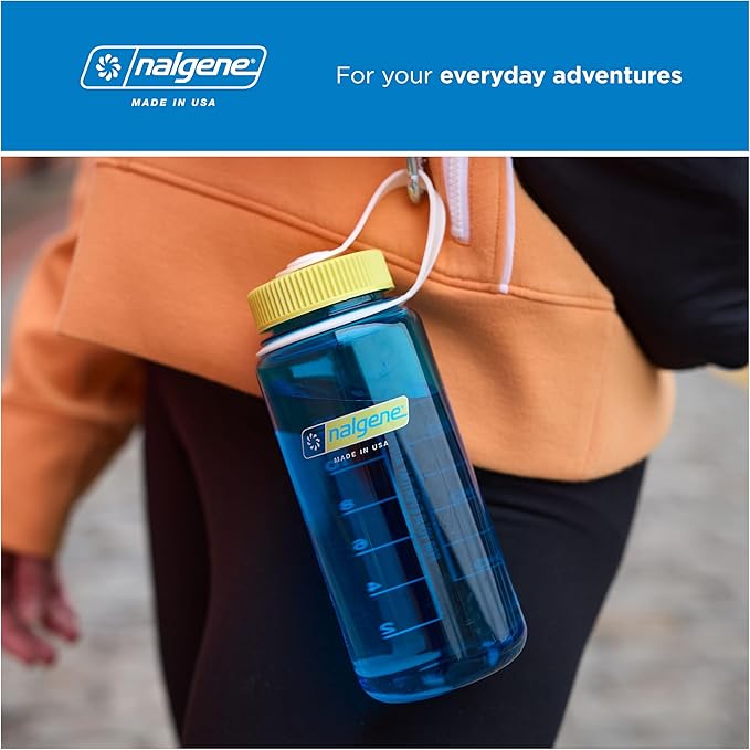 Nalgene 16 oz Wide Mouth Water Bottle | BPA-Free, Durable & Leak Proof, Lightweight Travel Bottle, Fits in Cupholders, Cornflower