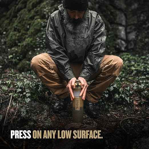GRAYL GeoPress 24 oz Water Purifier Bottle - Filter for Hiking, Camping, Survival, Travel (Coyote Brown)