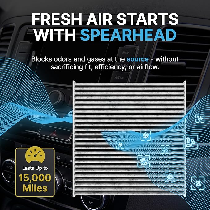 Spearhead Odor Defense Breathe Easy AC & Heater Cabin Filter | Fits 2001-05 GS300, 2001-05 GS430, 2001-06 LS430, 2002-10 SC430 Like OEM | Up to 25% Longer Lasting w/Activated Carbon (BE-562)