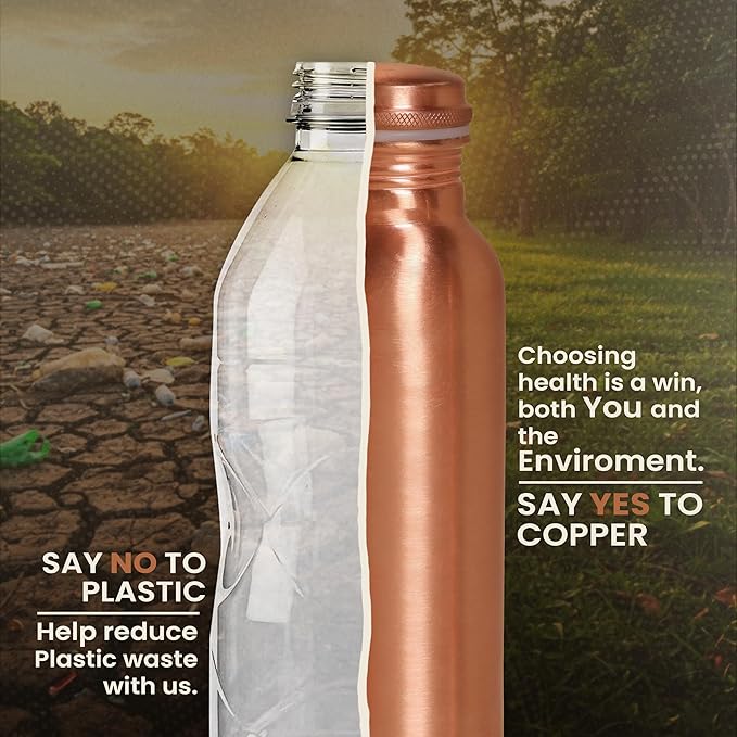 THE ART BOX Pure Copper Water Bottle 34 oz (1000 ml) – Lab Tested, Leak-Proof Ayurvedic Copper Bottle for Drinking Water, BPA-Free, Eco-Friendly, Handcrafted for Daily Hydration & Wellness