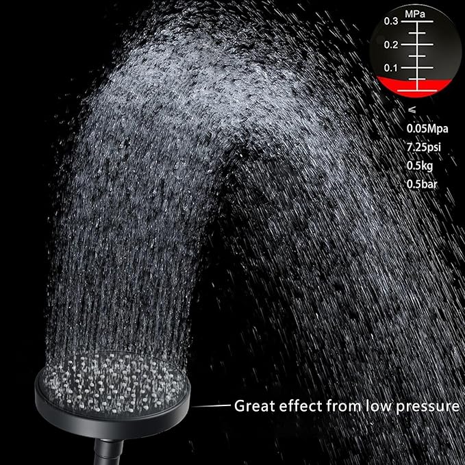 High Pressure Shower Head - 4.7“ Powerful Bathroom Pressure Boosting Rain Showerhead - Perfect Universal Replacement for Rainfall Shower Heads (2 Pack,Matte Black)