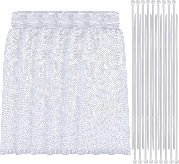 Shappy 24 Pieces Washing Machine Lint Traps and Cable Ties Set 6 Nylon Mesh Lint Trap for Discharge Hoses and 18 Cable Ties Fits Most Washing Machines(White) - AquaVibe