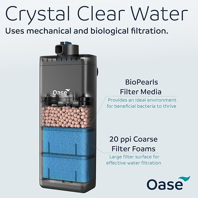OASE EcoFlow 100 Internal Aquarium Filter, for Freshwater and Saltwater Tanks Up to 26 Gallons, Quiet, Customizable Water Flow, Multi-Stage Filtration - AquaVibe