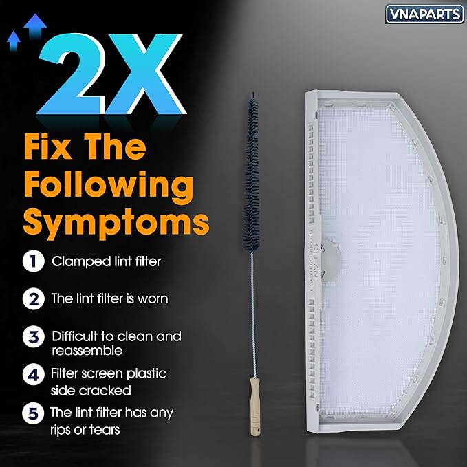 Lint Screen Filter for Hotpoint Dryer HTX21EASK0WW, HTX24EASK0WW, HTX24GASK0WW, HTX24EASK0WS, HTX24GASK0WS with Brush