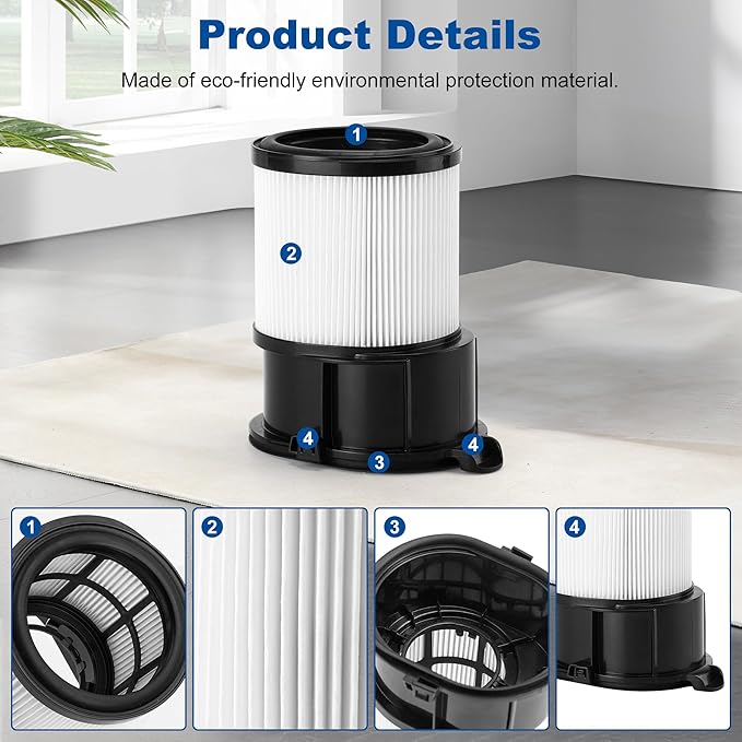15 Pcs IP1251 IP3251 HEPA Filter Replacement Compatible with Shark Cordless PowerDetect Clean and Empty Lightweight Stick Vacuum, 2 Post-Motor HEPA Filter, 6 Pre-Motor Filter sets, 1 Cleaning Brush - AquaVibe