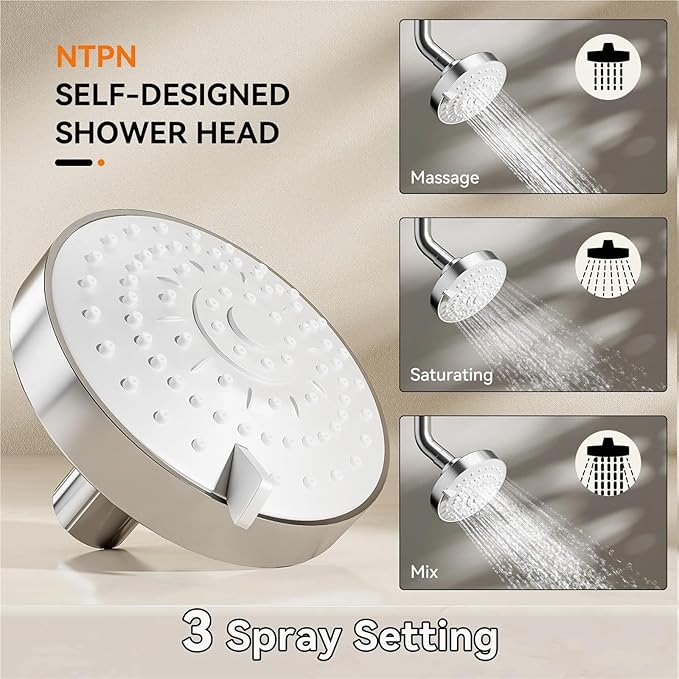 Tandem Shower Head For Couples - Dual High Pressure Shower System For Two People With Adjustable Rod(Chrome)