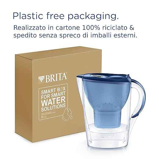 BRITA Marella Blue Water Filter Jug (2.4L) incl. 3 x Brita MAXTRA PRO All-in-1 Filters That Reduces Chlorine, Limescale and PFAS - Elegance and Functionality