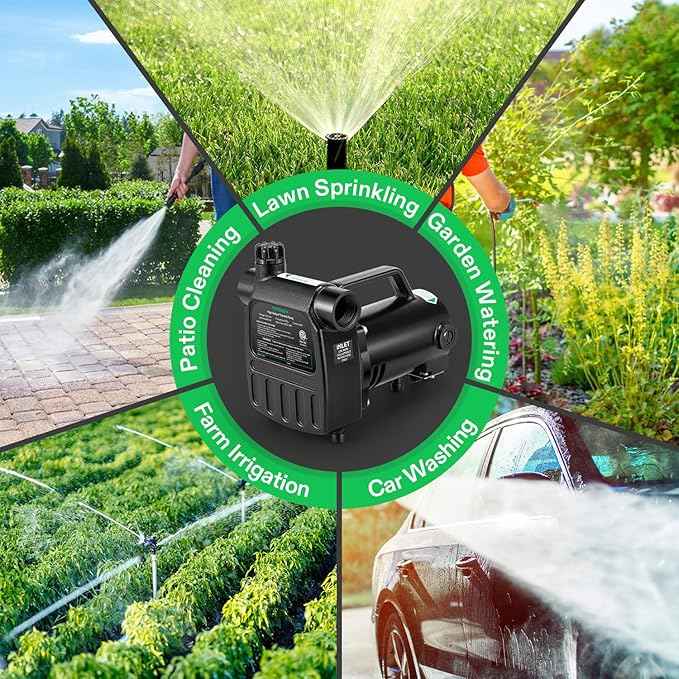 VIVOSUN 1HP Water Transfer Pump, 2700GPH Cast Iron Casing Water Transfer Utility Pump with ON/OFF Switch, Hose Adapters, Brass Connectors and Suction Strainer for Pools, Ponds, Aquariums, Black