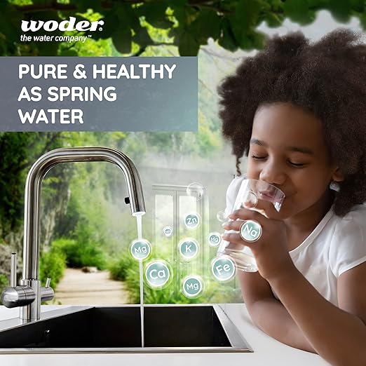Woder WD-GEN4-2512-JG (New WD-10K-ADV-JG) Inline Water Filter w ¼” JG Fittings - WQA Certified Ultra High Capacity. USA Made. Chlorine, HM, PFAS, LEAD removal.