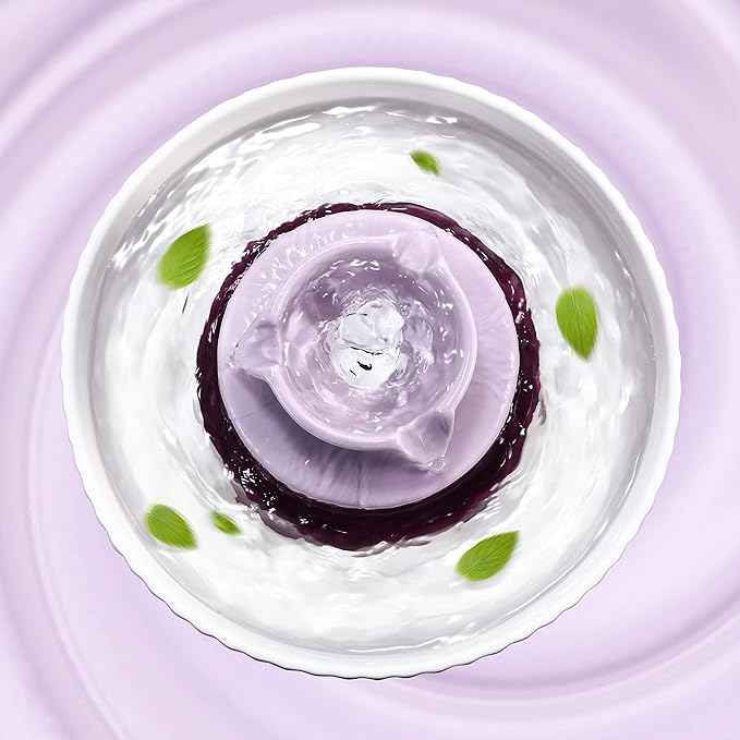 Ceramic Cat Water Fountain, 2.1L/71oz Cupcake Cat Fountain for Dog and Cat Indoor, 2 Ultra Quiet Pumps(Purple)