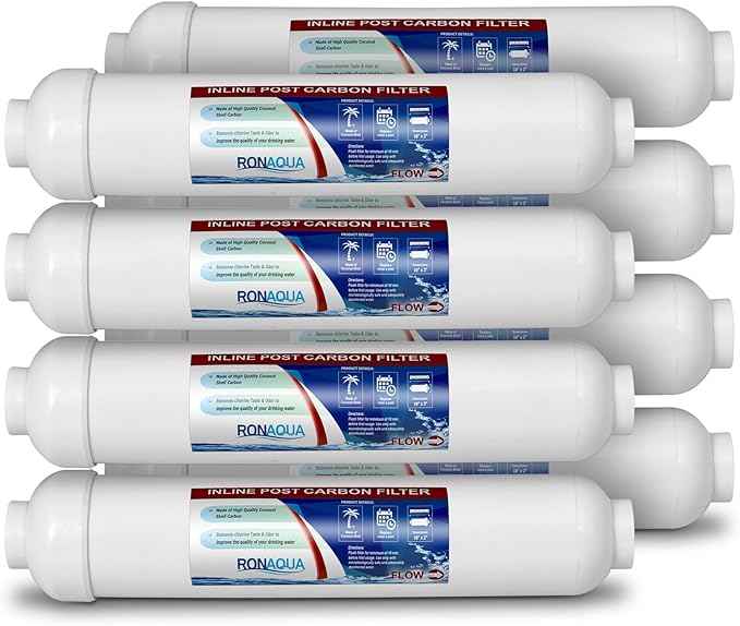 T33 Inline Coconut Grade Activated Carbon Pre/Post Membrane Filter for Taste and Odor Reduction WELL-MATCHED with AICRO, K2533JJ, FT15, IC-100A (Set of 8)