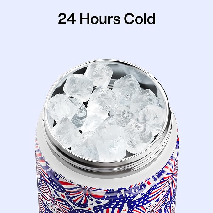 ENCOOL Insulated Water Bottle with Straw Stainless Steel Water Bottle, Leak-Proof, BPA-Free, Double Wall Vacuum Keeps Cold for 24 Hours for Sports, Travel, School (26 oz, Firework Butterfly)