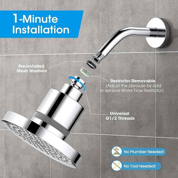 FASDUNT Filtered Shower Head, Anti-Clog High Pressure Shower Heads with 20-Stage Filter for Softening Hard Water to Improve Hair and Skin Problems