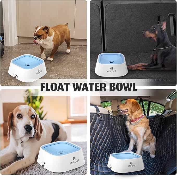ELS PET No Spill Dog & Cat Bowl - 70oz/2L Large Capacity Travel Water Dispenser (Blue, 35oz)