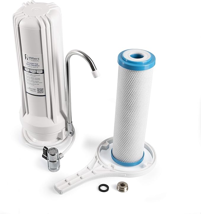 Countertop Ultra Drinking Water Filter for VOCs Cysts Pesticides Herbicides Chlorine Taste & Odor - White