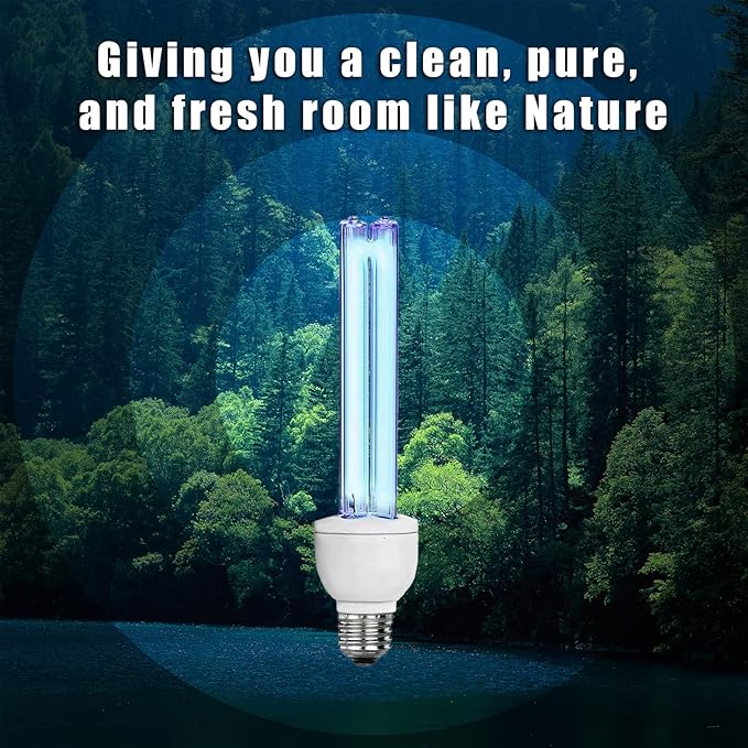 BAIMNOCM 2 Pack UV Light Bulb with Ozone 25 Watt UVC Bulb 185nm/254nm E26 2 Count