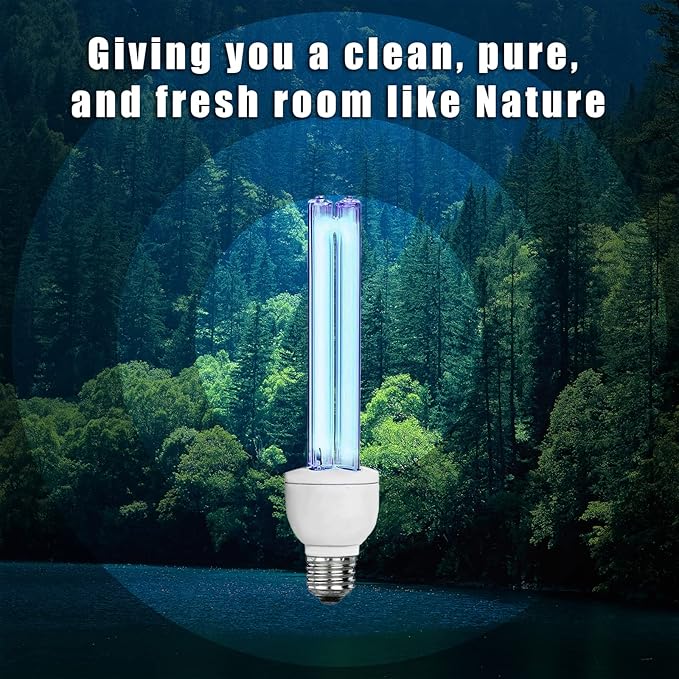 BAIMNOCM UV Light Bulb, UV-C Light Bulb 25 Watt E26 Base, One Bulb Ozone and One Bulb Ozone Free, 2 Count