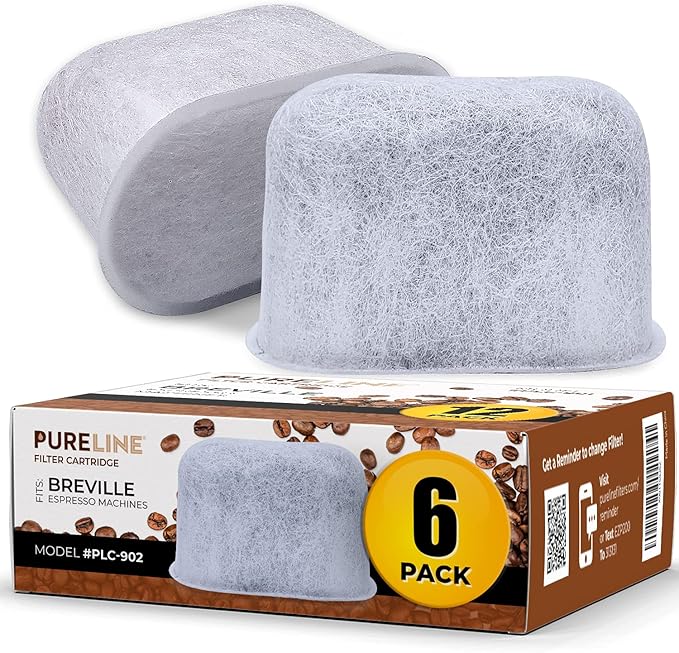 PURELINE 6-Pack of Replacement Breville BWF100 Compatible Water Filters (Activated Charcoal with Ionized Granulates) - AquaVibe