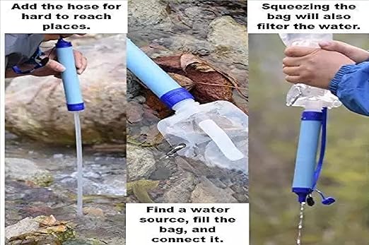 Galaxy Personal Portable Water Filter Straw Filtration Purifier for Hiking, Camping, Hunting, Travel, Outdoor Emergency Survival Detachable. (4 Packs)
