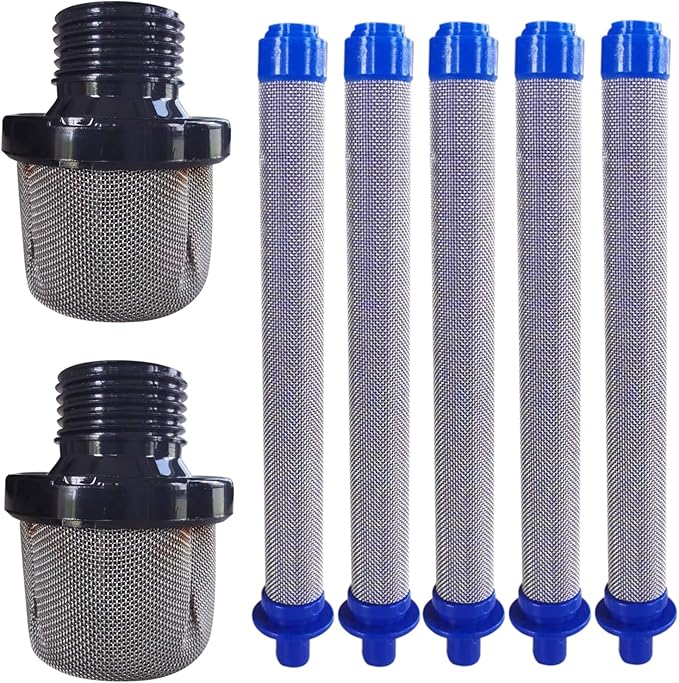 2PCS 288716 3/4 Replacement Inlet Strainer with 5PCS 288749 60-Mesh SG2/SG3 Spray Gun Filter Combo Kit for Airless Paint Sprayers - AquaVibe