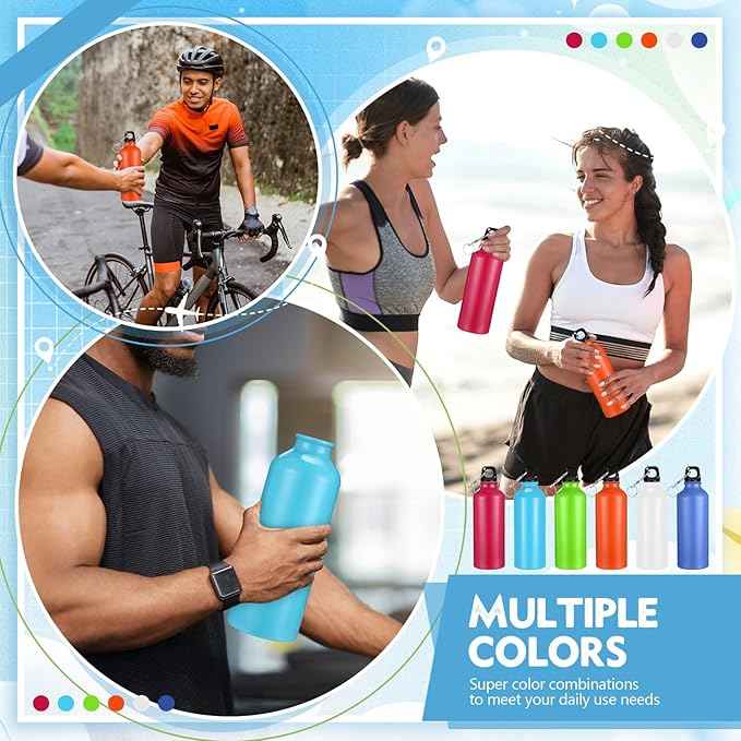 Yaomiao 36 Pcs Lightweight Aluminum Water Bottle Bulk 17 oz Leak Proof Bike Water Sports Bottles with Buckle and Twist Cap Team Reusable for Sports Gym Bicycle Camping(Mix 3)