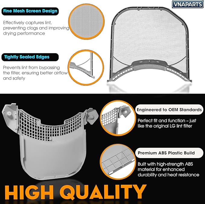 DLGX3551V DLGX3551W DLGX3901W DLG2602W DLG3461W DLG3601W DLG3401W DLG3501W DLG3181W Dryer Lint Filter Screen Trap Replace For LG DLGX3876W DLGX3251W DLGX3571V DLGX3471W DLGX3471V & Housing Guide Cover