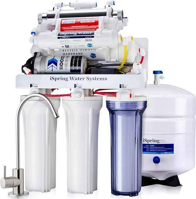 iSpring RCC1UP-AK 100GPD Under Sink 7-Stage Reverse Osmosis RO Drinking Filtration & F31KU100 3-Year Replacement Filter Set for 7-Stage UV Alkaline Reverse Osmosis Water Filter
