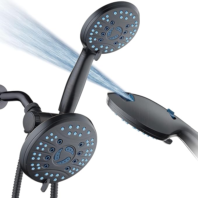 Hotel Spa AquaCare for California As-Seen-On-TV High Pressure Handheld Rain 50-mode 3-way Shower Head Combo, Anti-clog Jets, 2-mode Tub & Pet Power Wash, Wall Bracket, 6 ft. Hose, Rubbed Bronze