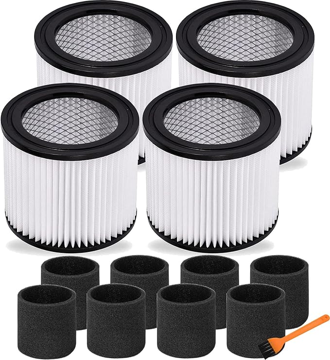 HEPA Vacuum Cleaner Replacement Filter Compatible with Shop-Vac 90398, 903-98, 9039800, 903-98-00 Hangup Wet/Dry Vacuum Cleaner Spares Cartridge Filter (Pack of 4+8) - AquaVibe