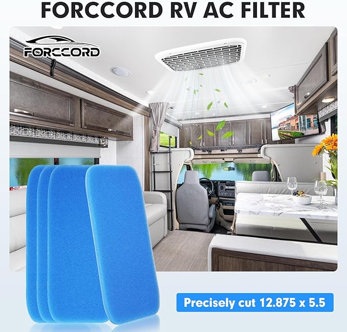 4-PACK RV AC Filter RV Air Filters Replacement for Air Conditioner Vent, Washable AC Filter 12.875 x 5.5 for Camper Vent MERV 6 AC 160g - AquaVibe