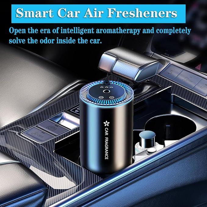 YUENTOEN Car Diffuser, Smart Car Air Freshener, USB Rechargeable Mini Portable Diffuser with 7 LED Color Changing Light and Auto-Off Safety Switch for Car Home Office Bedroom(No Perfume Included)