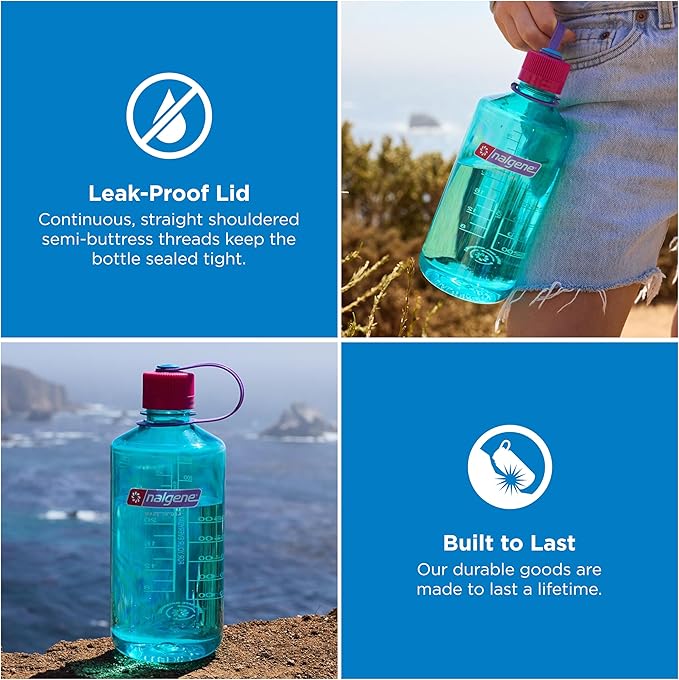 Nalgene 32 oz Narrow Mouth Water Bottle | BPA-Free, Durable & Leak Proof, Lightweight Bottle for Gym, Office & Travel, Surfer