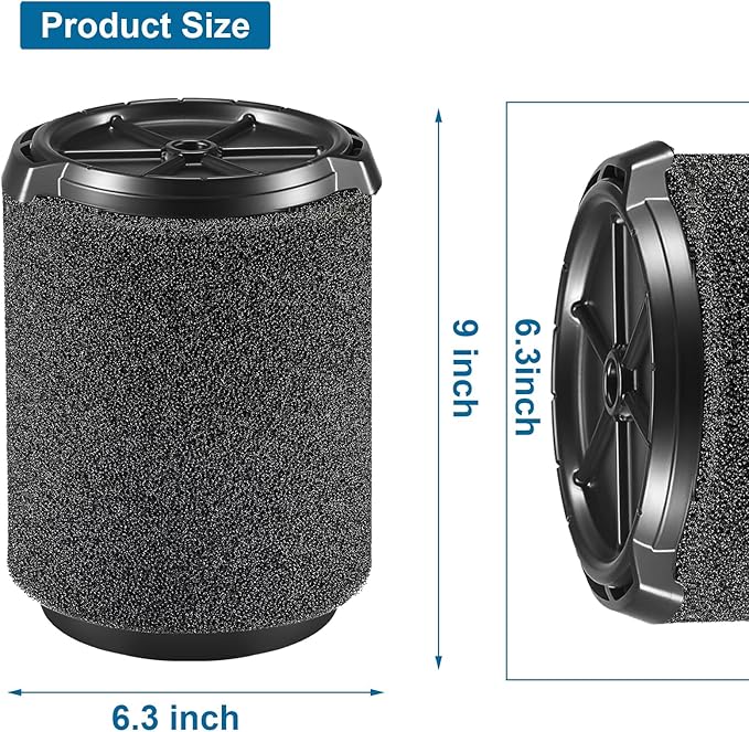 2 Pack VF7000 Replacement Filter for Ridgid Shop Vac, Compatible with Ridgid 5-20 Gallon and Husky 6-9 Gallon Wet/Dry Vacuum Cleaners Replacement Filters, Foam Wet Application Filter - AquaVibe