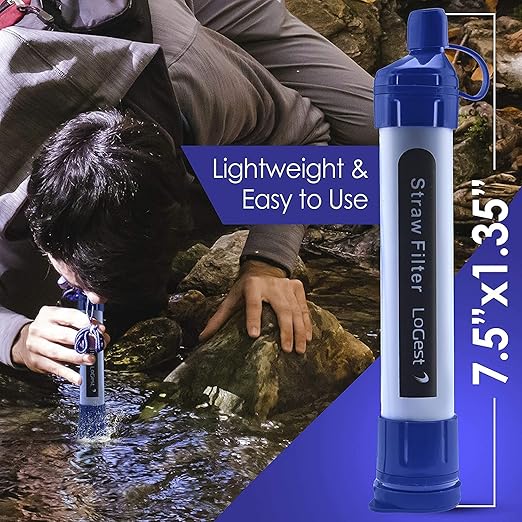 Logest 6 Pack Water Filter Straw - Portable, Compact, Multipurpose Water Purification Device for Outdoor Activities, Emergency Kits, Camping, Travel