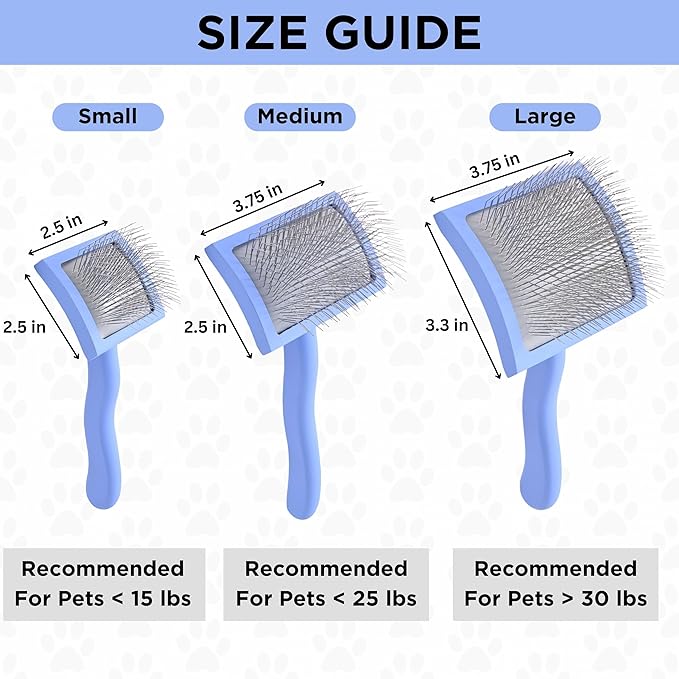 Slicker Brush for Dogs, Dog Grooming Supplies - Best Doodle & Poodle Brush for Long Haired Dogs - Goldendoodle Long Pin Detangler For Dematting (Medium Curved) - AquaVibe
