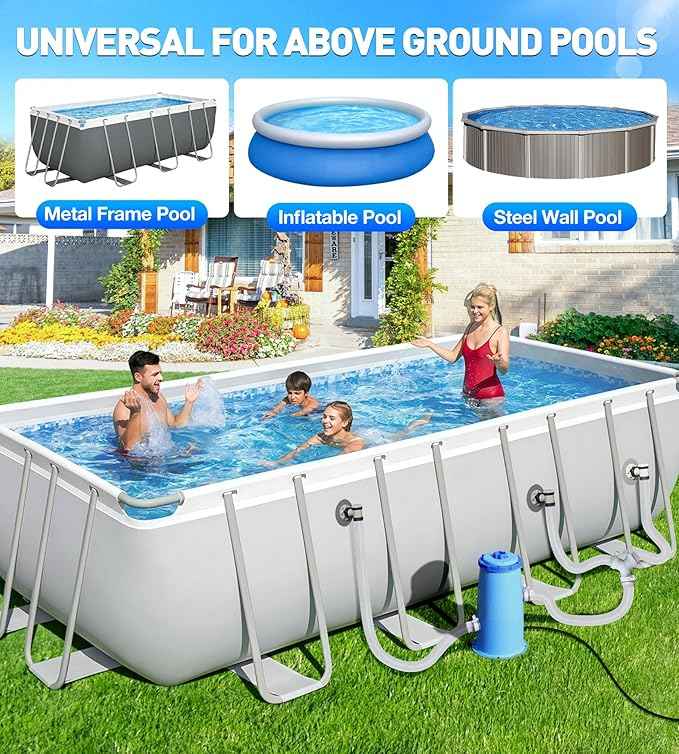 1000 GPH Pool Filter Pump for Above Ground Pools, Type A/C Cartridge Filter Pump System, Safety ETL Listed Above Ground Pool Pumps with GFCI, Improved Water Circulation & Filtration - Blue